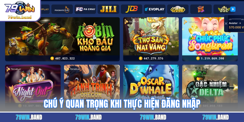 Chú ý quan trọng khi thực hiện đăng nhập