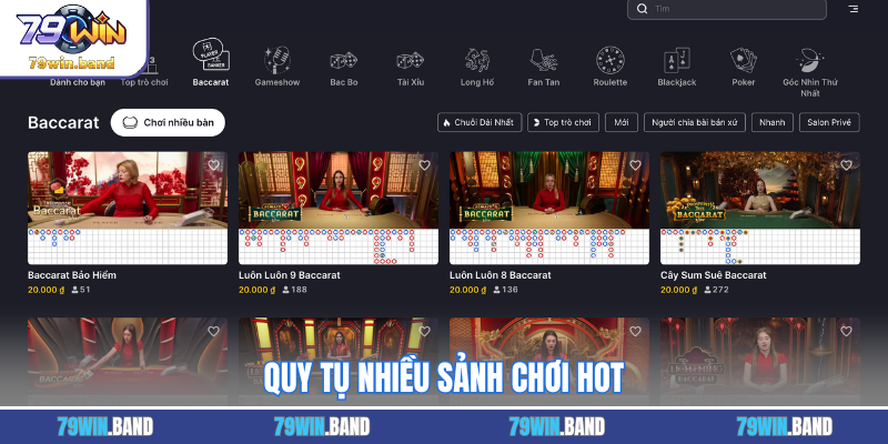 Quy tụ nhiều sảnh chơi hot