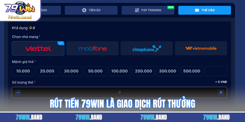 Rút tiền 79WIN là giao dịch rút thưởng