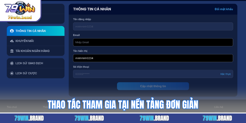 Thao tác tham gia tại nền tảng đơn giản